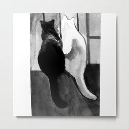 Black and White Cats Metal Print | Cat, Ink, Painting, Cats, Black And White, Animal, Black and White 