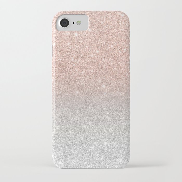 modern trendy rose gold glitter ombre silver glitter iphone case