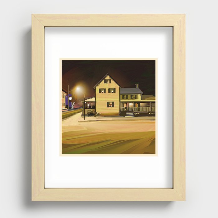 Snowy house Recessed Framed Print