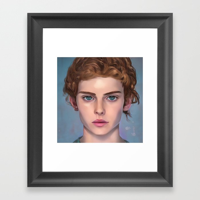 Beautiful Boy Character Orange Hair Blue Eye Framed Art Print