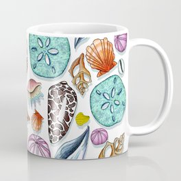 Illustrated Seashell Pattern Coffee Mug