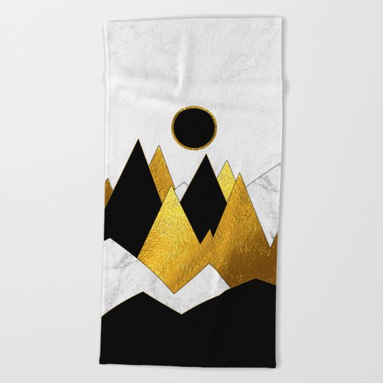 Landscape Marble, Black & Gold Beach Towel