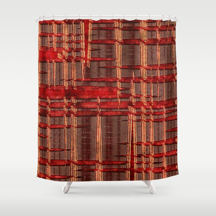 Red Bronze Metal Grunge Pattern Shower Curtain