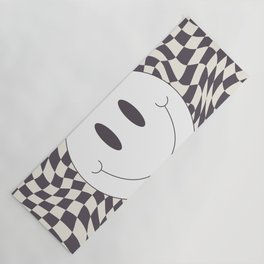 smiley checked dark chocolate Yoga Mat