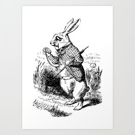 Alice in Wonderland | White Rabbit Checks His Watch | White Rabbit | Vintage Alice | Art Print