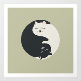 Hidden cat 26 yin yang hug Art Print