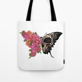 Butterfly moth half wings roses art Tote Bag
