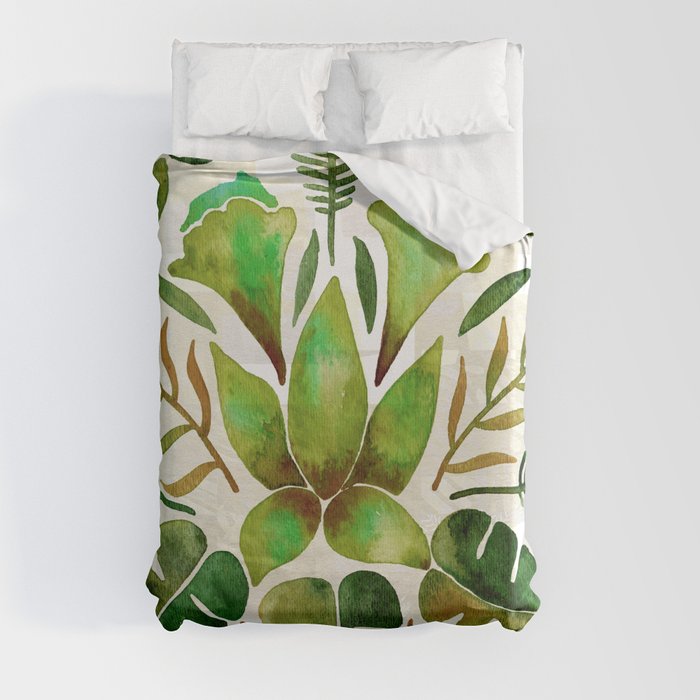 Tropical Symmetry – Olive Green Duvet Cover