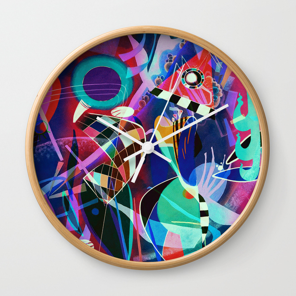 Night Life Wassily Kandinsky Inspired Geometric Abstract Art Wall Clock By Artonwear Society6 night life wassily kandinsky inspired geometric abstract art wall clock by artonwear