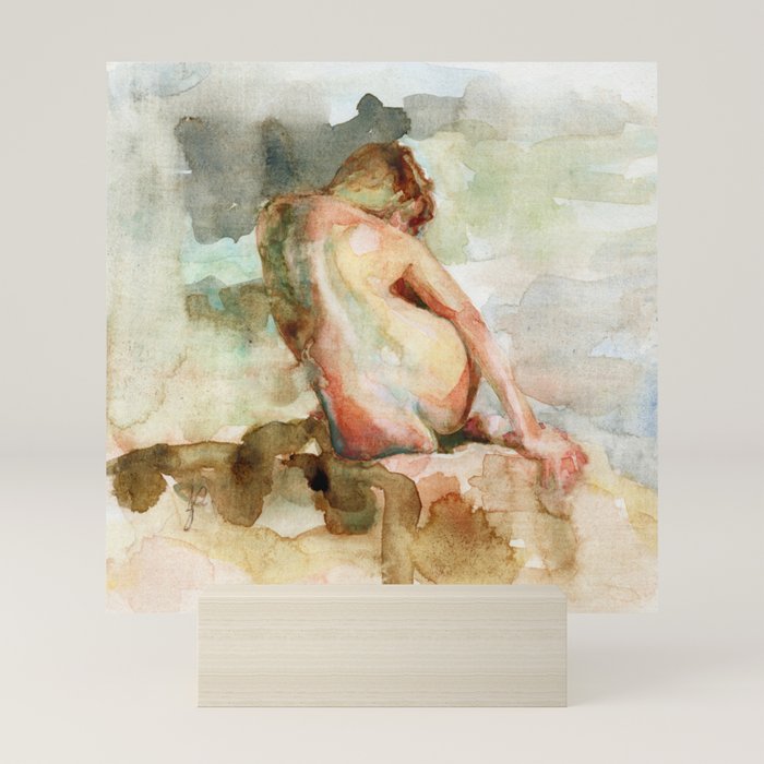 Watercolour Nude Woman Figure Expressive Colourful Painting Of Female Mini Art Print By Jacqueline Gomez Fine Artist Society6