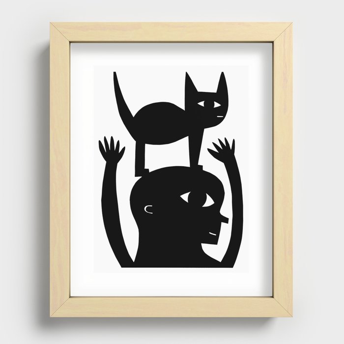 Cat On My Head Recessed Framed Print