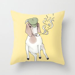 Smoking Goat Throw Pillow