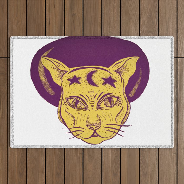 Contrasted Mystic Cat Outdoor Rug