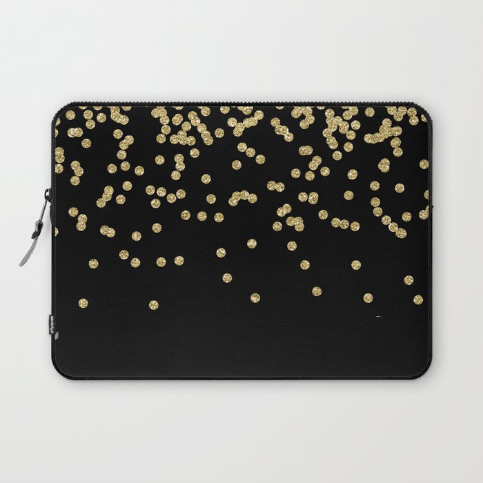 Sparkling gold glitter confetti on black - Luxury design Laptop Sleeve