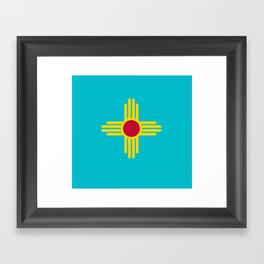 New Mexico Flag Turquoise  Framed Art Print