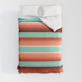Teal Turquoise and Burnt Orange Southwest Serape Blanket Stripes Comforter