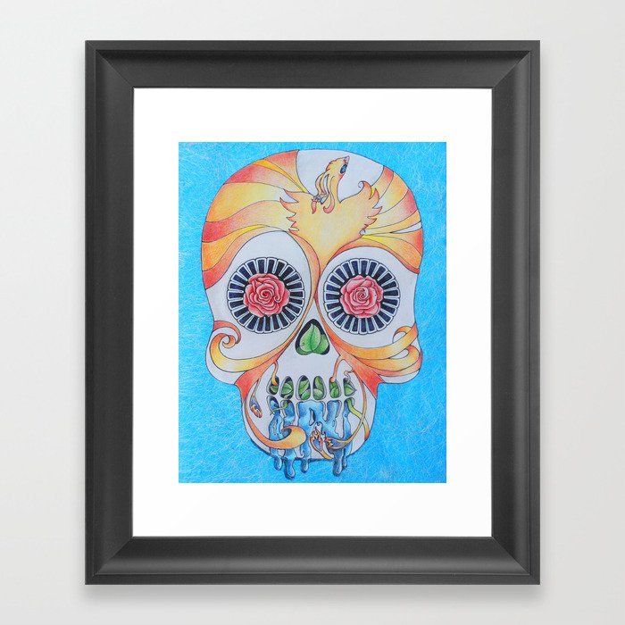 Pheonix Sugar Skull Framed Art Print