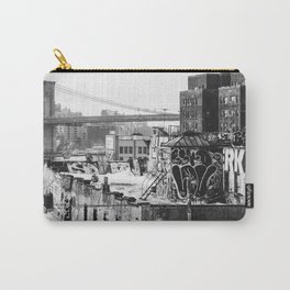 New York City | Brooklyn Bridge View | Black and White Photography Carry-All Pouch