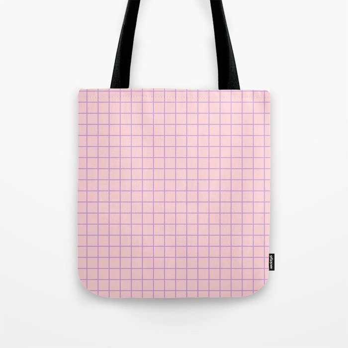 Grid Lavender and Pink Tote Bag