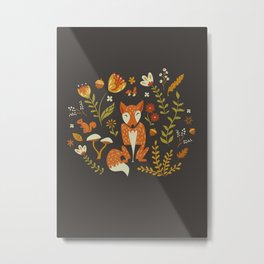 Fox in an Autumn Garden Metal Print
