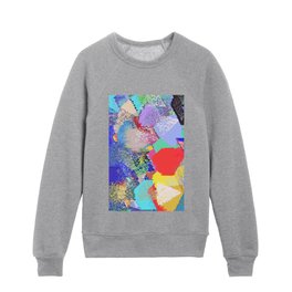 Modern Life, Abstract Contemporary Graphic Design, Eclectic Colorful Shapes Kids Crewneck