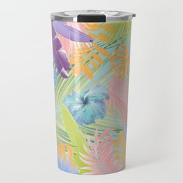 Pastel Summer Hibiscus Flower Jungle #2 #tropical #decor #art #society6 Travel Mug