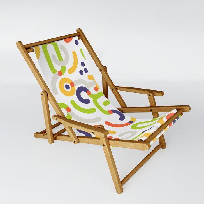 Green, blue, red and orange retro loop pattern Sling Chair