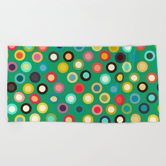 green pop spot Beach Towel