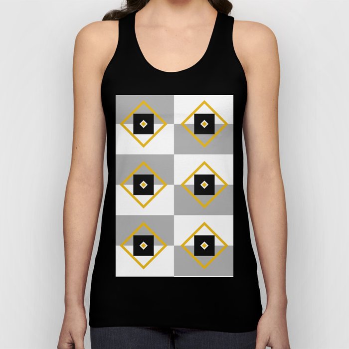 yellow, gray and black on white Tank Top