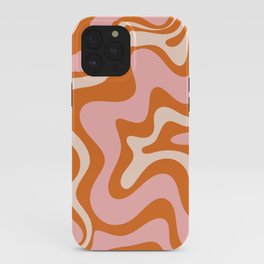 Liquid Swirl Retro Abstract Pattern in Orange Pink Cream iPhone Case