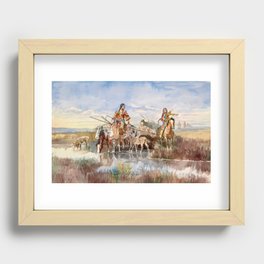 Indian Family with Travois, 1897 by Charles Marion Russell Recessed Framed Print