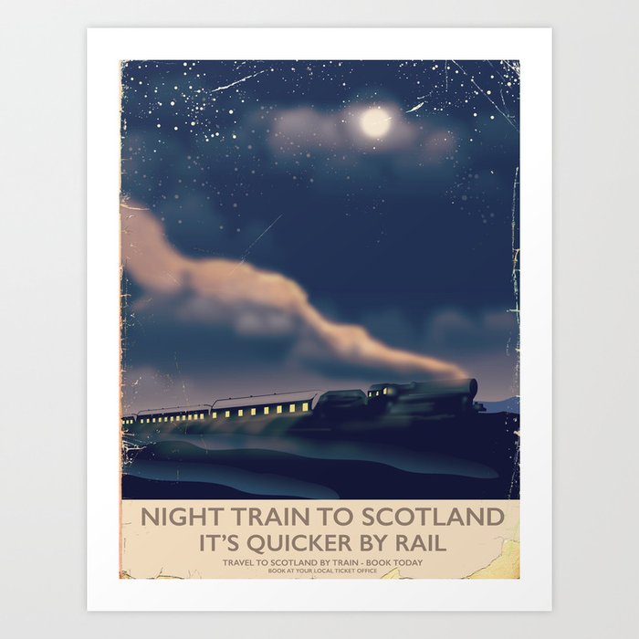 Night train to Scotland Poster Art Print