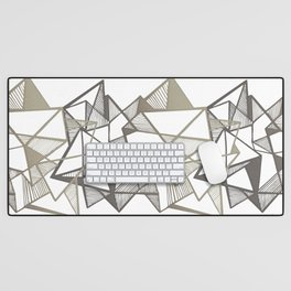 Geometric metallic triangles abstract Desk Mat