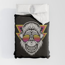 Angry Retro Gorilla Music Monkey Illustration Duvet Cover
