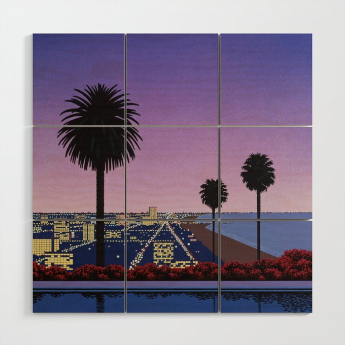 Nagai - Downtown Sunset - Poolside Red Flower, 2006 Wood Wall Art