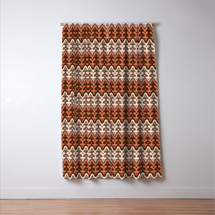 Moroccan Ikat Damask Brown Cream Taupe Rust Blackout Curtain