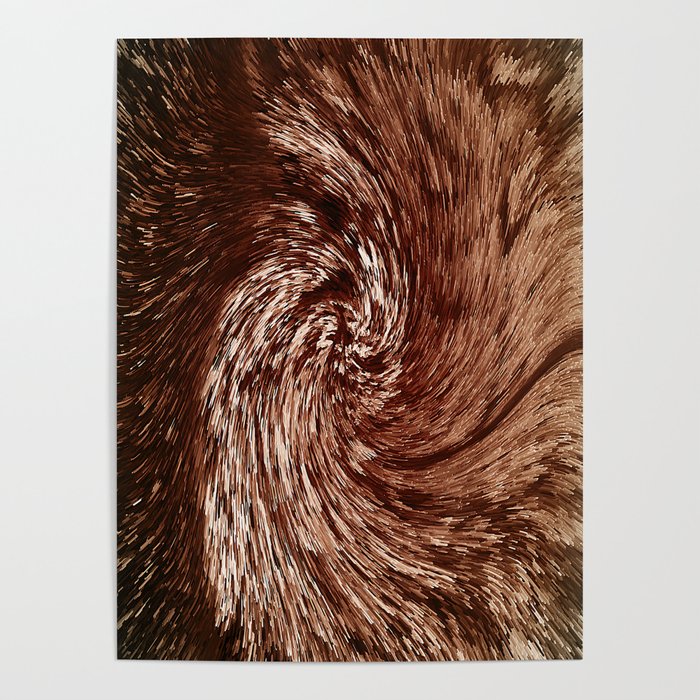 The metallic twirl. Abstract shapes with warm tones twisted with a metallic appearance. Poster