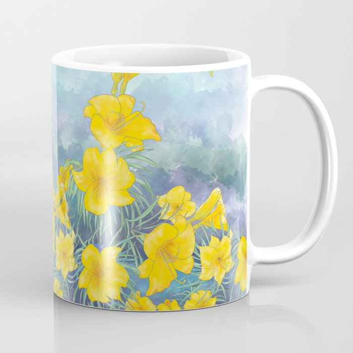 Stella D'Oro Daylily flowers over clouds Coffee Mug