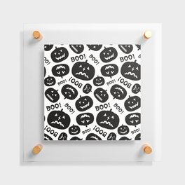 Halloween Black and White Pattern with Pumpkin Silhouette and inscription Boo Floating Acrylic Print