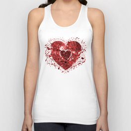 Shattered Red Disco Heart Unisex Tank Top