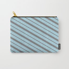 [ Thumbnail: Light Blue and Gray Colored Lined/Striped Pattern Carry-All Pouch ]