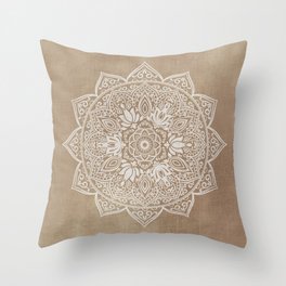 Mandala Brown Beige Creamy Pattern Throw Pillow