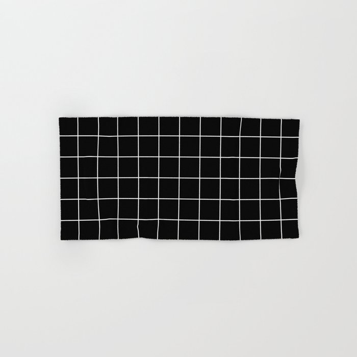 Mini Grid Black Hand Towel