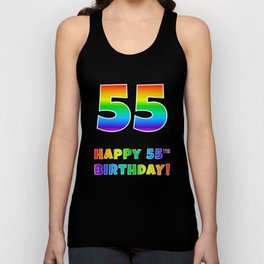 [ Thumbnail: HAPPY 55TH BIRTHDAY - Multicolored Rainbow Spectrum Gradient Tank Top ]