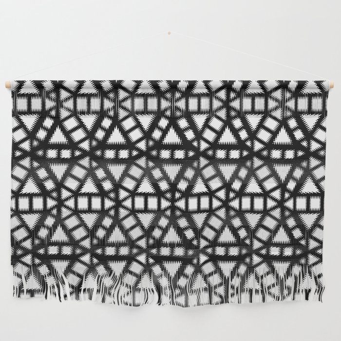 Black and White Pinwheel Pattern Illustration - Digital Geometric Artwork Wall Hanging