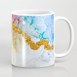 Tenderness in pastel colours. Unique creativity. Inspired by the Sky. Abstract painting with golden swirls. Popular trendy artistic design. Masterpiece of designing art, oriental paper texture.  Coffee Mug