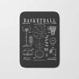 Basketball Old Vintage Patent Drawing Print Bath Mat