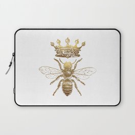 Queen Bee | Vintage Bee with Crown | Gold and White | Laptop Sleeve