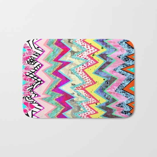Rainbow Abstract Geometric Bath Mat
