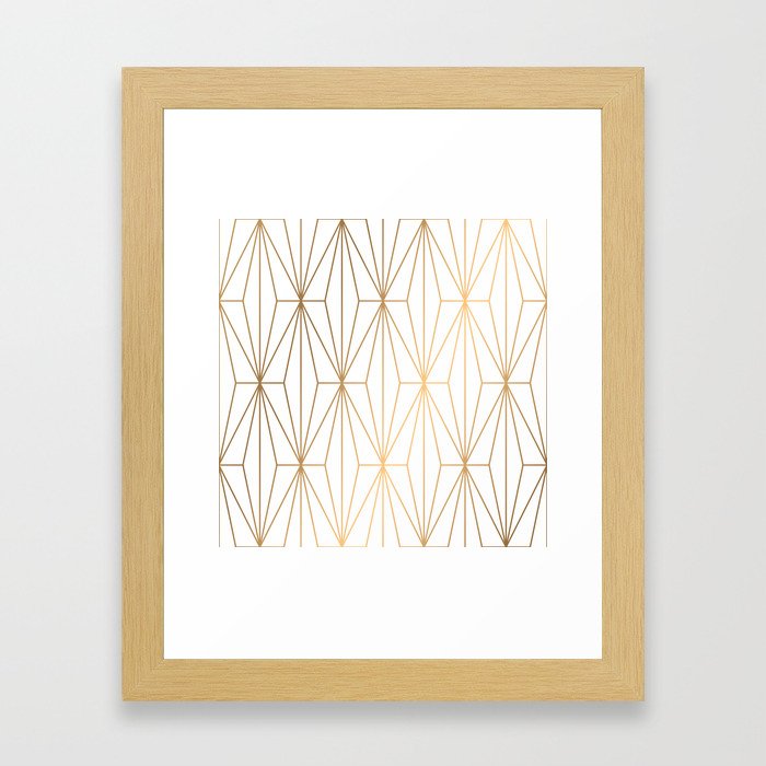 Gold Geometric Pattern Illustration Framed Art Print